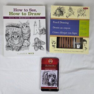 Bundle of Pencil Drawing Books and Graphite Pencils Arts Adult Teen